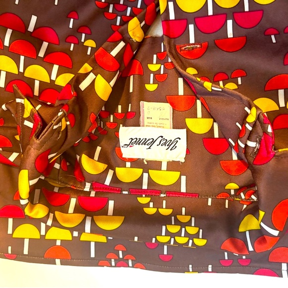 Yves Jennet two piece Brown Pantsuit with Red and Yellow Mushrooms Print - Picture 5 of 6